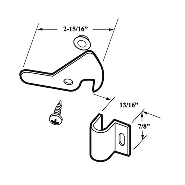 Non-Handed Economy Swing Latch & Strike for Sliding Screen Door - Aluminum - Non-Handed Economy Swing Latch & Strike for Sliding Screen Door - Aluminum