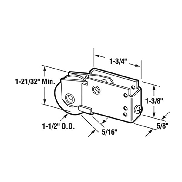 Roller Assembly for Sliding Patio Doors with Adjustable Steel Housing 1.5 Inch Nylon Ball Bearing Wheel Diameter - Roller Assembly for Sliding Patio Doors with Adjustable Steel Housing 1.5 Inch Nylon Ball Bearing Wheel Diameter