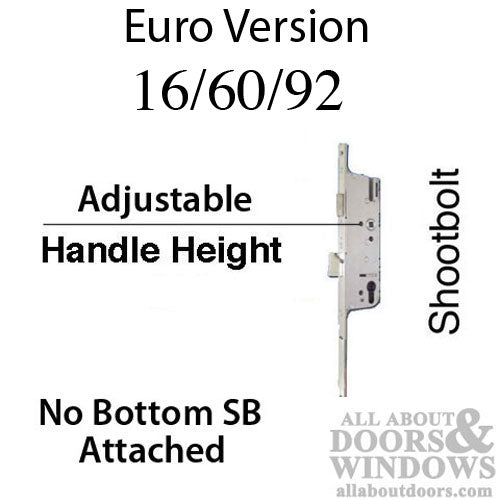 16mm P2000 Active Lower 60/92 Shootbolt, Adjustable HH, Euro Cylinder - 16mm P2000 Active Lower 60/92 Shootbolt, Adjustable HH, Euro Cylinder