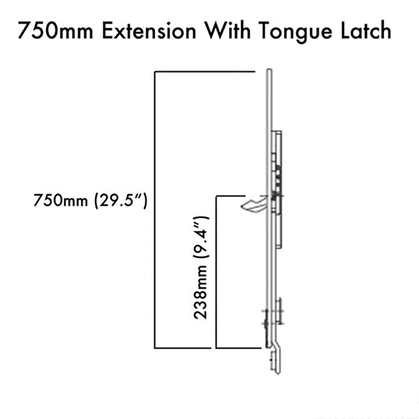 Tripact 750mm Extension with Tongue Locking Point - Silver - Tripact 750mm Extension with Tongue Locking Point - Silver