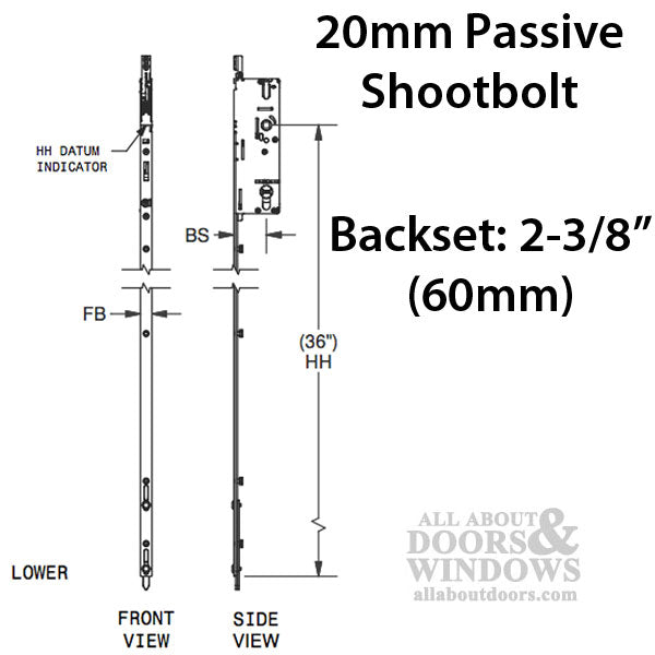 20mm P2000 Passive Lower 60/92 Shootbolt Assembly, 36 HH - 20mm P2000 Passive Lower 60/92 Shootbolt Assembly, 36 HH