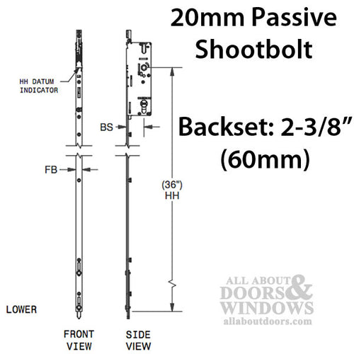 20mm P2000 Passive Lower 60/92 Shootbolt Assembly, 36 HH - 20mm P2000 Passive Lower 60/92 Shootbolt Assembly, 36 HH