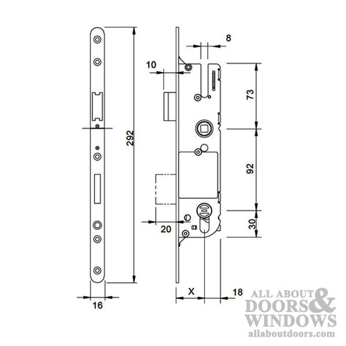 G-U Monolock 50/92 Single Door Lock, Key BELOW - Stainless Steel - G-U Monolock 50/92 Single Door Lock, Key BELOW - Stainless Steel