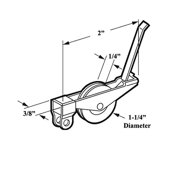 Straight Spring Tension Roller Assembly with 1-1/4 Inch Nylon Wheel for Sliding Screen Door - Straight Spring Tension Roller Assembly with 1-1/4 Inch Nylon Wheel for Sliding Screen Door