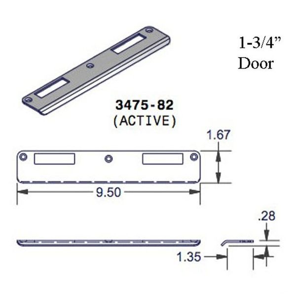 P3000 Active Latch and Deadbolt, Curved Lip Strike Plate - P3000 Active Latch and Deadbolt, Curved Lip Strike Plate
