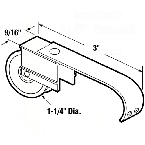 Spring Tension Roller Assembly with 1-1/4 Inch Nylon Wheel for Sliding Screen Door - Spring Tension Roller Assembly with 1-1/4 Inch Nylon Wheel for Sliding Screen Door