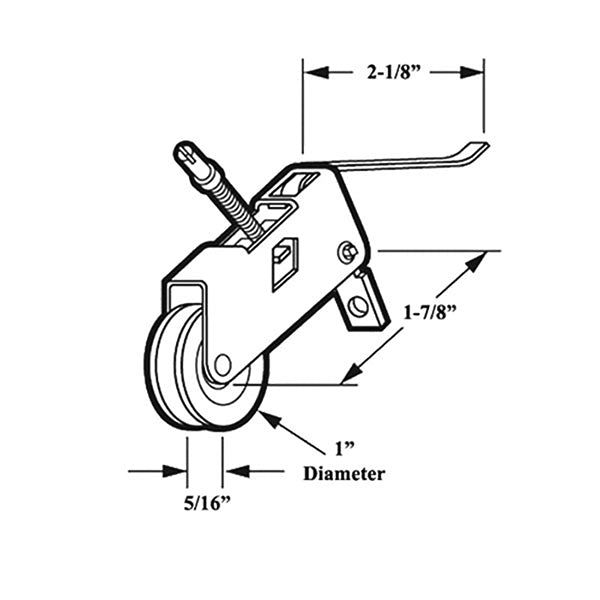 Straight Spring Tension Roller Assembly with 1 Inch Nylon Wheel for Sliding Screen Door - Straight Spring Tension Roller Assembly with 1 Inch Nylon Wheel for Sliding Screen Door