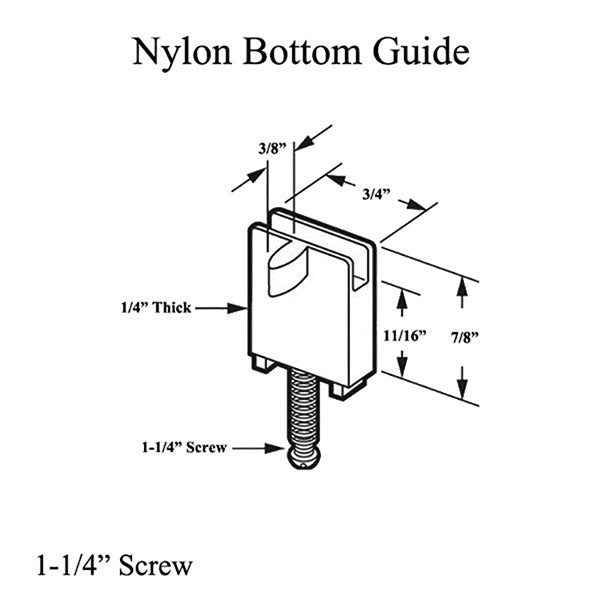 Nylon Bottom Guide with 1-1/4 Inch Screw for Sliding Screen Door - Nylon Bottom Guide with 1-1/4 Inch Screw for Sliding Screen Door