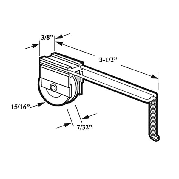 Wire Spring Tension Roller Assembly with 15/16 Inch Nylon Wheel for Sliding Screen Door - Wire Spring Tension Roller Assembly with 15/16 Inch Nylon Wheel for Sliding Screen Door