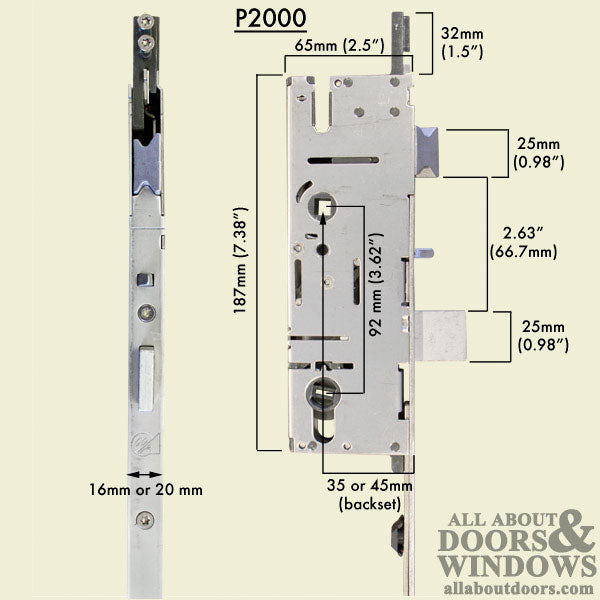 Amesbury Multipoint Lock P2000 Active Mortise Lock With 3 Point Shootbolts - Amesbury Multipoint Lock P2000 Active Mortise Lock With 3 Point Shootbolts