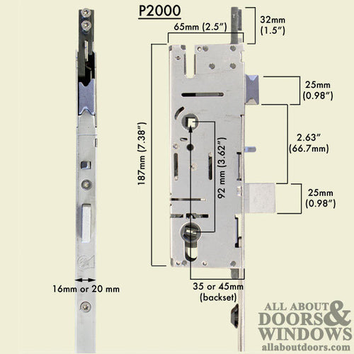 Amesbury Multipoint Lock P2000 Active Mortise Lock With 3 Point Shootbolts - Amesbury Multipoint Lock P2000 Active Mortise Lock With 3 Point Shootbolts