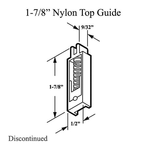 DISCONTINUED 1-7/8 Inch Nylon Top Guide with Adjustment Screw for Sliding Screen Door - DISCONTINUED 1-7/8 Inch Nylon Top Guide with Adjustment Screw for Sliding Screen Door