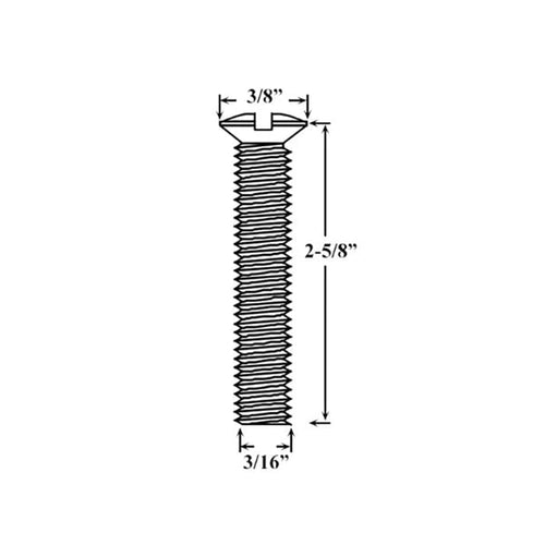 M5 x 65mm x .8 Oval Head Slotted Screw, 2-1/4 door  - Satin Chrome - M5 x 65mm x .8 Oval Head Slotted Screw, 2-1/4 door  - Satin Chrome
