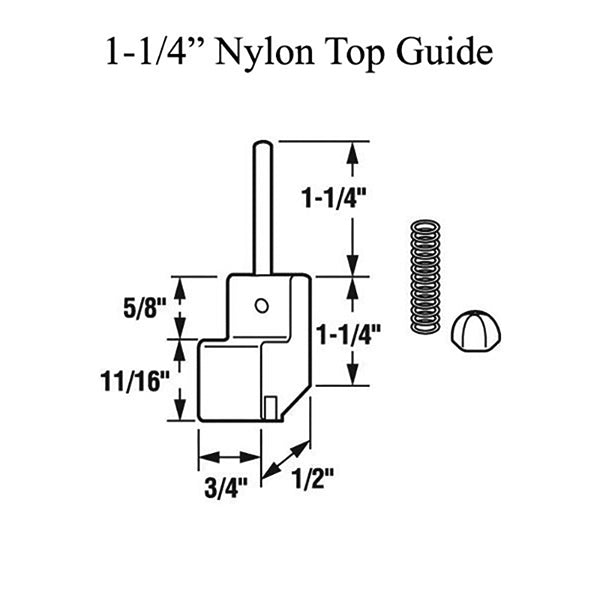1-1/4 Inch Long Stem Nylon Top Guide for Sliding Screen Door - 1-1/4 Inch Long Stem Nylon Top Guide for Sliding Screen Door