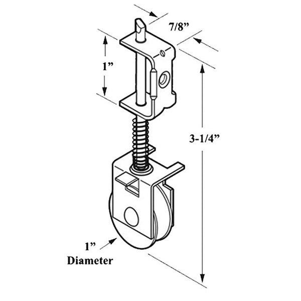 Spring Activated Roller Assembly with 1 Inch Nylon Wheel for Sliding Screen Door - Spring Activated Roller Assembly with 1 Inch Nylon Wheel for Sliding Screen Door