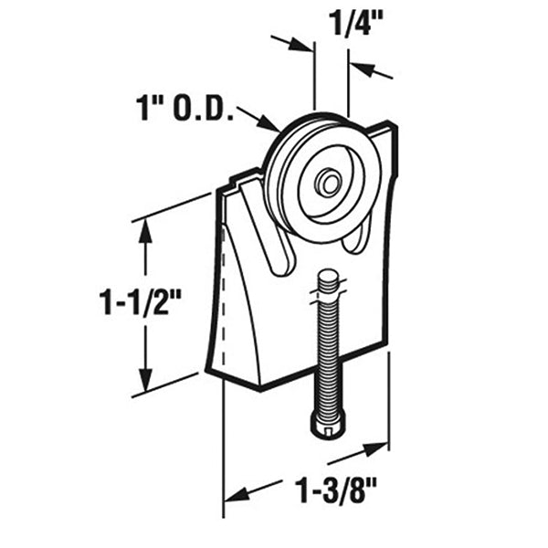 Discontinued - Top Hung Roller Assembly with 1 Inch Steel Wheel for Sliding Screen Door - Discontinued - Top Hung Roller Assembly with 1 Inch Steel Wheel for Sliding Screen Door