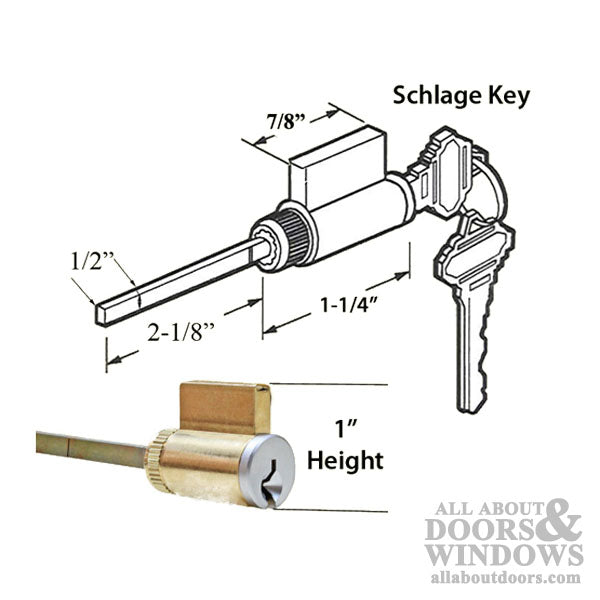 G-U / Ferco 1 Inch Cylinder, Schlage Keyway - Keyed Alike - Brushed Chrome - G-U / Ferco 1 Inch Cylinder, Schlage Keyway - Keyed Alike - Brushed Chrome