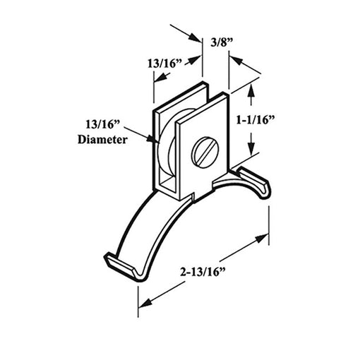 Center Mount Spring Tension Roller Assembly with 13/16 Inch Nylon Wheel for Sliding Screen Door - Center Mount Spring Tension Roller Assembly with 13/16 Inch Nylon Wheel for Sliding Screen Door
