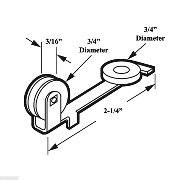 Arcadia Straight Spring Tension Roller Assembly, 3/4 Inch Nylon Wheel, Sliding Screen Door - Arcadia Straight Spring Tension Roller Assembly, 3/4 Inch Nylon Wheel, Sliding Screen Door