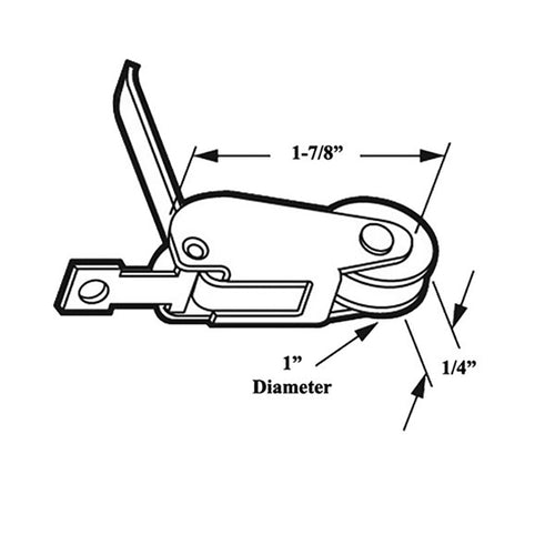 Straight Spring Tension Roller Assembly with 1 Inch Steel Wheel for Sliding Screen Door - Straight Spring Tension Roller Assembly with 1 Inch Steel Wheel for Sliding Screen Door