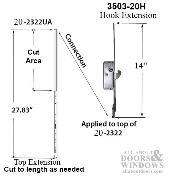 Amesbury P2000 Active Upper Shootbolt Assembly for Doors 69 Inch and Under - Amesbury P2000 Active Upper Shootbolt Assembly for Doors 69 Inch and Under