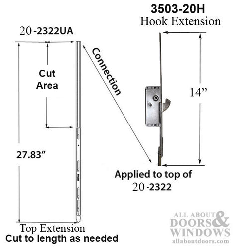 Amesbury P2000 Active Upper Shootbolt Assembly for Doors 69 Inch and Under - Amesbury P2000 Active Upper Shootbolt Assembly for Doors 69 Inch and Under
