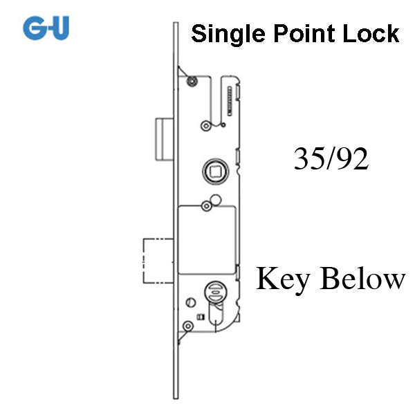 G-U Monolock 35/92 Single Point Mortise Lock (SPL) - Stainless Steel - G-U Monolock 35/92 Single Point Mortise Lock (SPL) - Stainless Steel