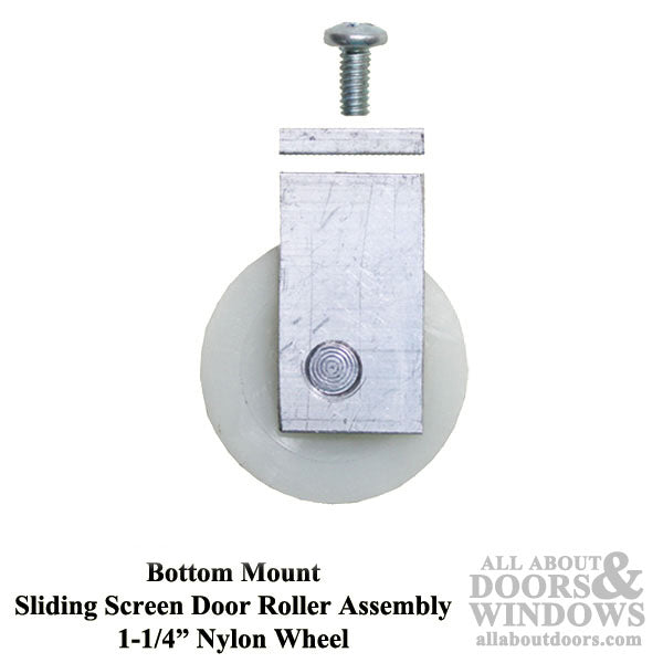 Roller Assembly with 1-1/4 Inch Nylon Wheel for Sliding Screen Door - Roller Assembly with 1-1/4 Inch Nylon Wheel for Sliding Screen Door