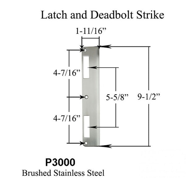P3000 Active Latch and Deadbolt, Curved Lip Strike Plate - P3000 Active Latch and Deadbolt, Curved Lip Strike Plate