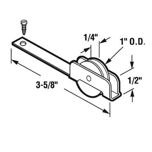 Straight Spring Tension Roller Assembly for 1 Inch Nylon Wheel for Sliding Screen Door - Straight Spring Tension Roller Assembly for 1 Inch Nylon Wheel for Sliding Screen Door