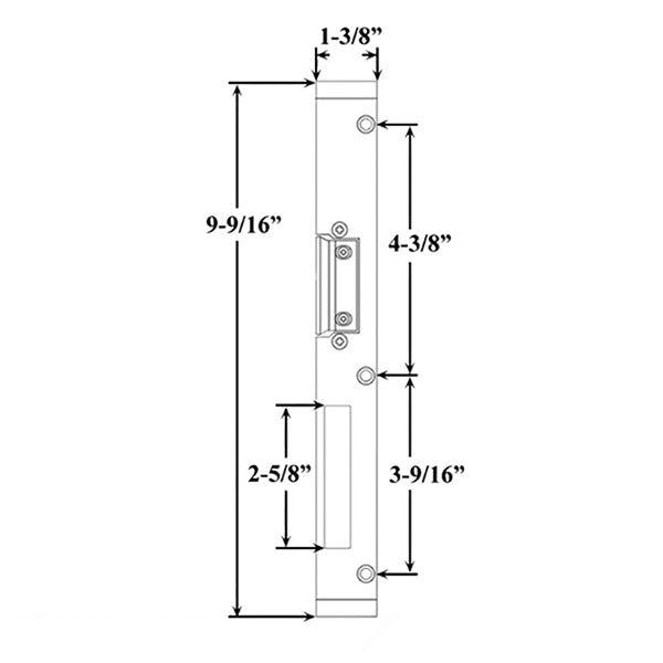 Raised Latch & Deadbolt Strike Plate - Right Hand - Raised Latch & Deadbolt Strike Plate - Right Hand