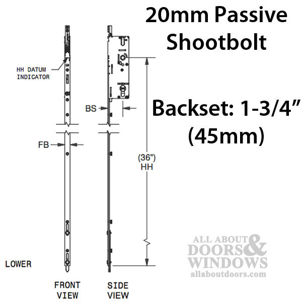 20mm P2000 Passive Lower 35/92 Shootbolt Assembly, 36 HH - 20mm P2000 Passive Lower 35/92 Shootbolt Assembly, 36 HH