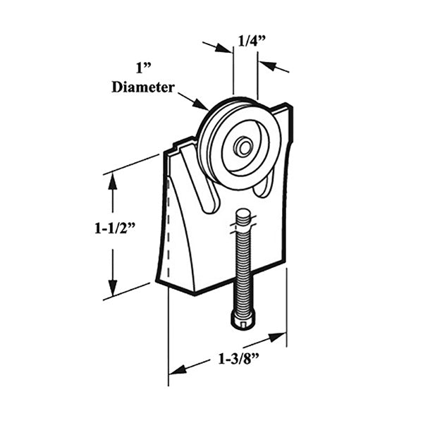 Discontinued - Top Mount Roller Assembly with 1 Inch Nylon Wheel for Sliding Screen Door - Discontinued - Top Mount Roller Assembly with 1 Inch Nylon Wheel for Sliding Screen Door