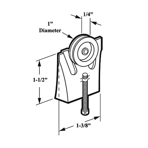 Discontinued - Top Mount Roller Assembly with 1 Inch Nylon Wheel for Sliding Screen Door - Discontinued - Top Mount Roller Assembly with 1 Inch Nylon Wheel for Sliding Screen Door