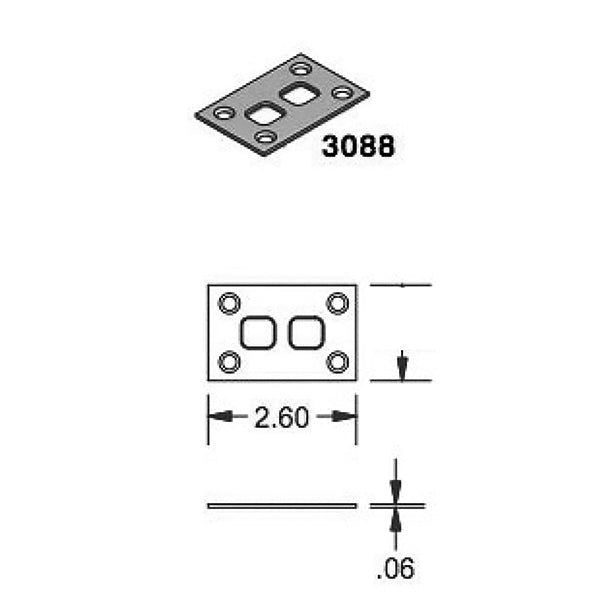 P3000 Strike Plate, Shootbolt Double  .063  Flat  - 304SS - P3000 Strike Plate, Shootbolt Double  .063  Flat  - 304SS