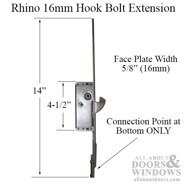 16mm P2000 Active Upper Rhino Hook (14 length), Adjustable - 16mm P2000 Active Upper Rhino Hook (14 length), Adjustable