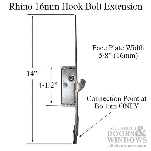 16mm P2000 Active Upper Rhino Hook (14 length), Adjustable - 16mm P2000 Active Upper Rhino Hook (14 length), Adjustable