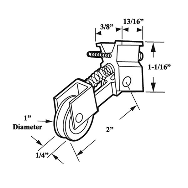 Roller Assembly with 1 Inch Nylon Wheel for Sliding Screen Door - Roller Assembly with 1 Inch Nylon Wheel for Sliding Screen Door