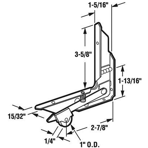 DISCONTINUED Right Hand Corner Insert Roller Assembly with 1 in Nylon Wheel for Sliding Screen Door - DISCONTINUED Right Hand Corner Insert Roller Assembly with 1 in Nylon Wheel for Sliding Screen Door