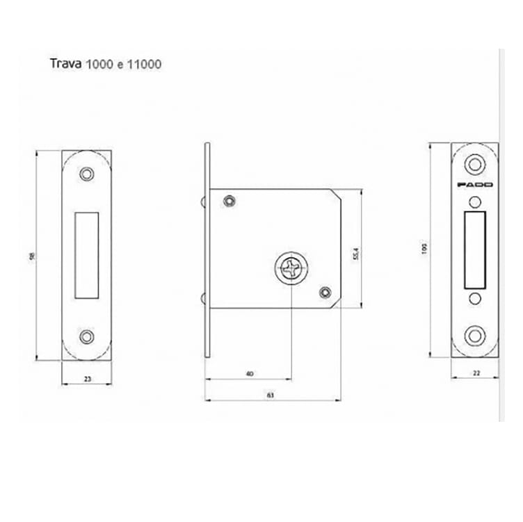 Pado Trava Quadrupla 1000 Unox Series Bolt Lock Polished Chrome - Pado Trava Quadrupla 1000 Unox Series Bolt Lock Polished Chrome