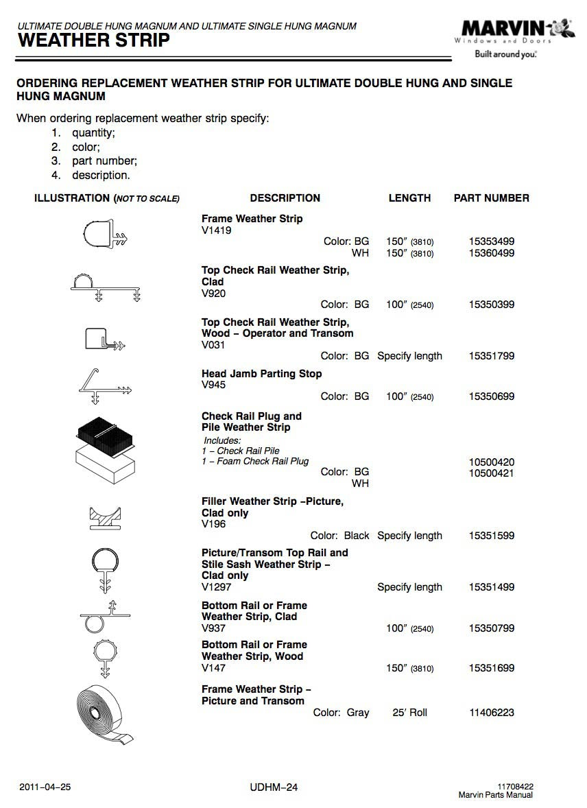 Marvin Weatherstrip V1297 For Single and Double Hung Window Frames - Marvin Weatherstrip V1297 For Single and Double Hung Window Frames