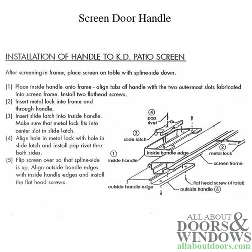 Non-Handed Plastic Latch & Pull Handle Set with Steel Latch for Sliding Screen Door - Black - Non-Handed Plastic Latch & Pull Handle Set with Steel Latch for Sliding Screen Door - Black