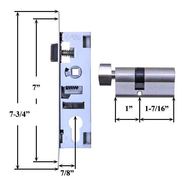 Storm Door Complete Mortise Lock and Handle with 0.875 Inch Backset - Storm Door Complete Mortise Lock and Handle with 0.875 Inch Backset