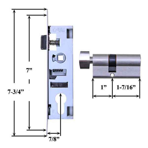 Storm Door Complete Mortise Lock and Handle with 0.875 Inch Backset - Storm Door Complete Mortise Lock and Handle with 0.875 Inch Backset