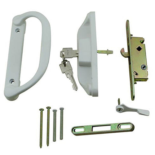 Keyed Patio Door Handle Set with Mortise Lock and Keeper 3-15/16 Inch Screw Hole Center - Keyed Patio Door Handle Set with Mortise Lock and Keeper 3-15/16 Inch Screw Hole Center