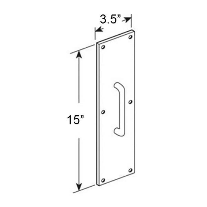 3-1/2 x 15 Pull Plate with Round Pull Handle - 3-1/2 x 15 Pull Plate with Round Pull Handle