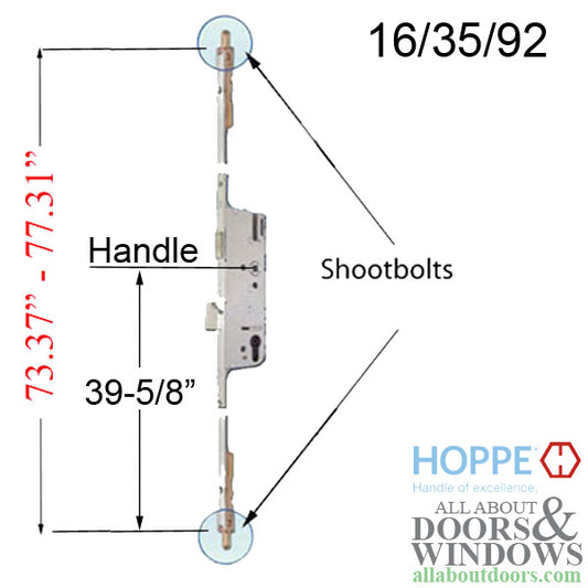 Replacement Kit for 76.3 - 80.3 inch Fuhr Shootbolt Multipoint Lock, 39-1/2 inch Handle Height