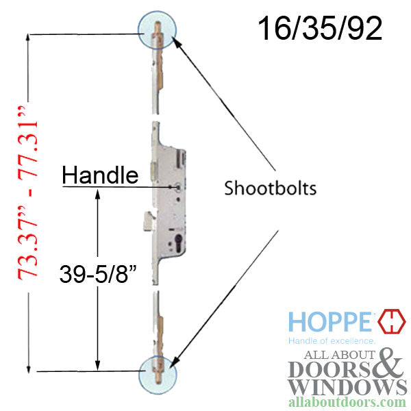 Replacement Kit for 76.3 - 80.3 inch Fuhr Shootbolt Multipoint Lock, 39-1/2 inch Handle Height - Replacement Kit for 76.3 - 80.3 inch Fuhr Shootbolt Multipoint Lock, 39-1/2 inch Handle Height