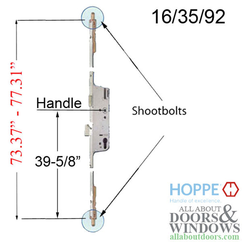 Replacement Kit for 76.3 - 80.3 inch Fuhr Shootbolt Multipoint Lock, 39-1/2 inch Handle Height - Replacement Kit for 76.3 - 80.3 inch Fuhr Shootbolt Multipoint Lock, 39-1/2 inch Handle Height