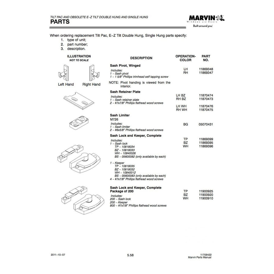 Marvin Double Hung Sash Lock & Keeper - Marvin Double Hung Sash Lock & Keeper